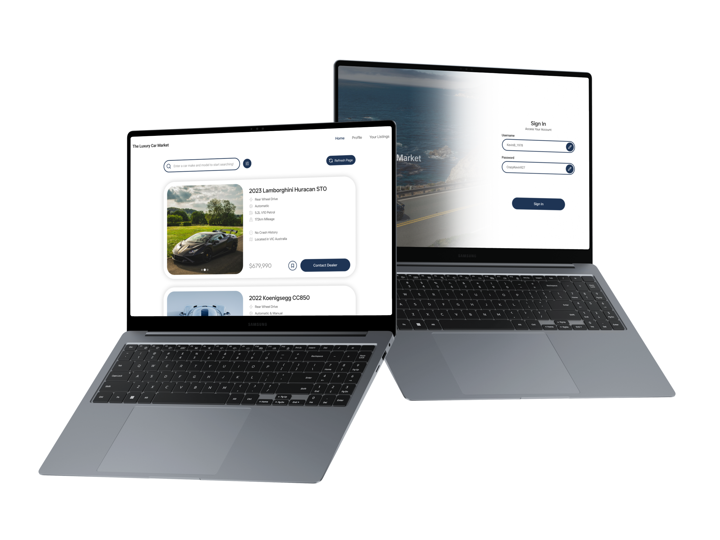 Koenigsegg website redesign mockup